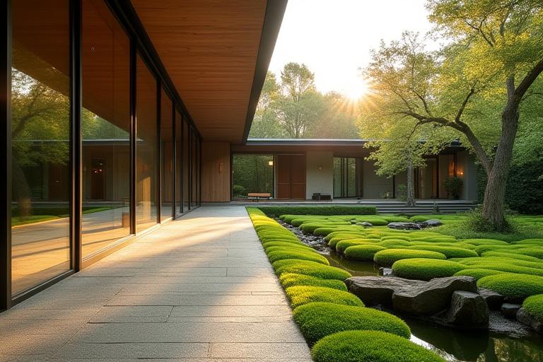 Traditional Japanese landscape techniques integrated with modern architecture