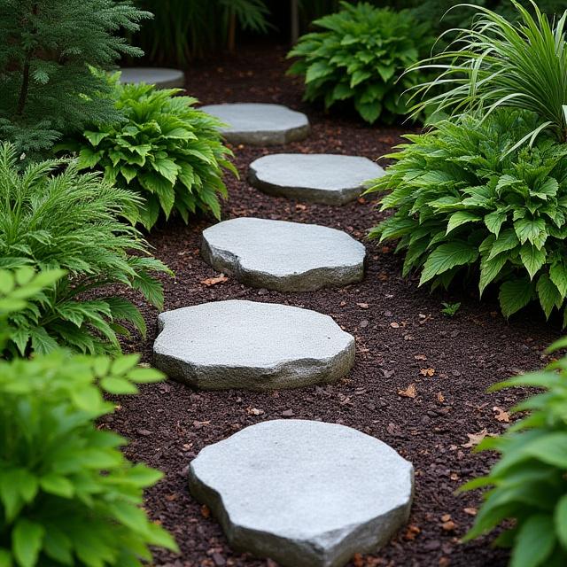 Close up of sustainable forest floor planting